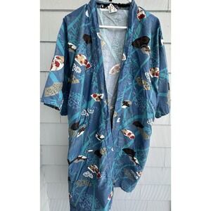 Vintage Japanese Cotton House Robe Yukata Style Made in Japan 46" Chest